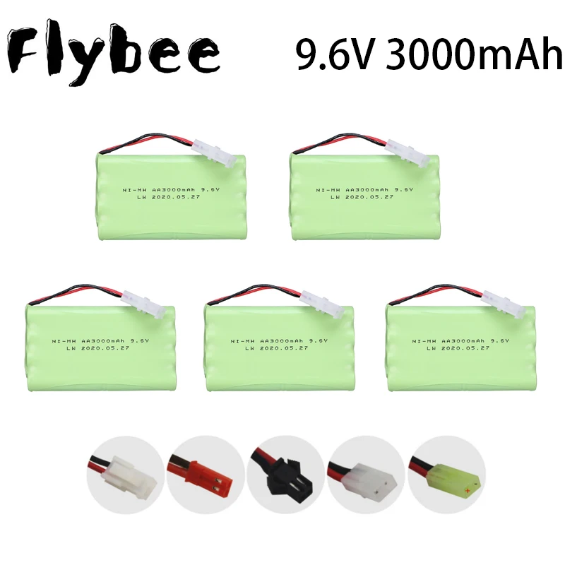 9.6v 3000mah Ni-MH Battery For Rc toy Car Tanks Trains Robot Boat Gun NiMH AA 2400mah 9.6v Rechargeable Battery Pack 1 to 5Pcs