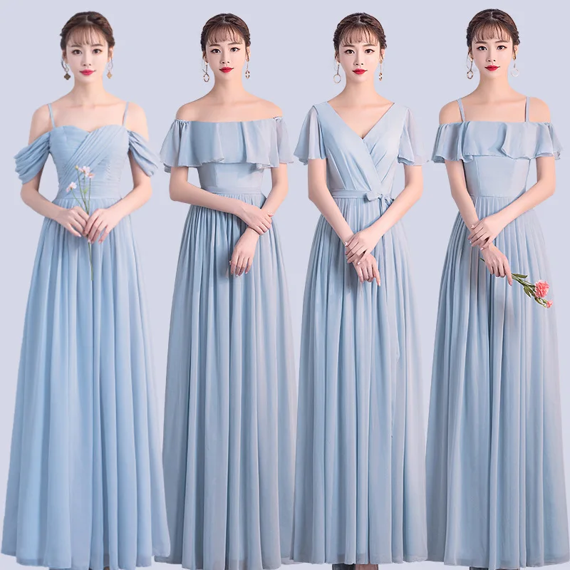 

2021 New Simple Bridesmaid Dresses Chiffon V Neck Wedding Guest Dress Girls Party Gowns Zipper Back Stage Dress Floor Length Hot