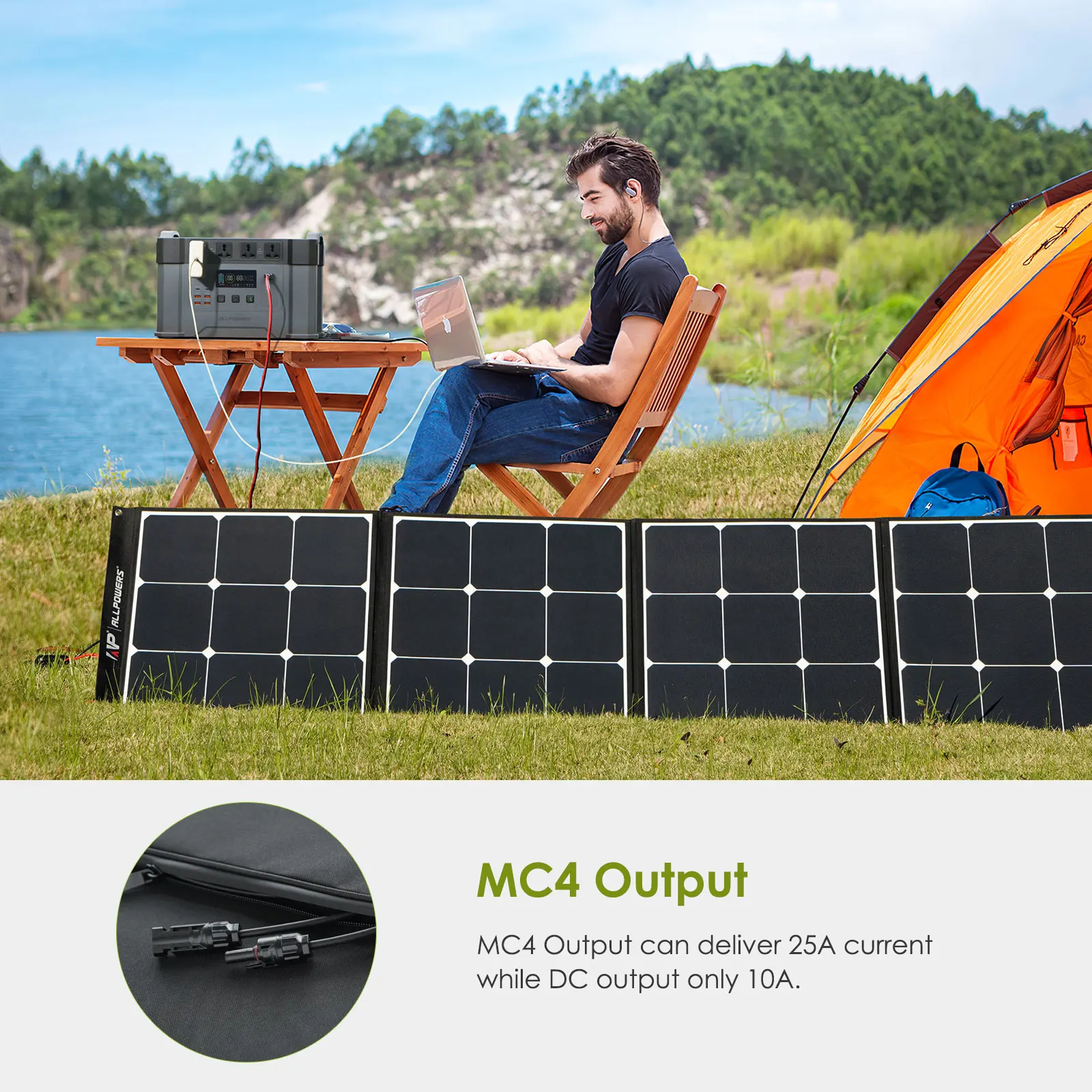 Imagem -04 - Allpowers-painel Solar com Kickstand Ajustável 200w Energia Solar Dobrável para Acampamento ao ar Livre Sistema Off Grid Estufa