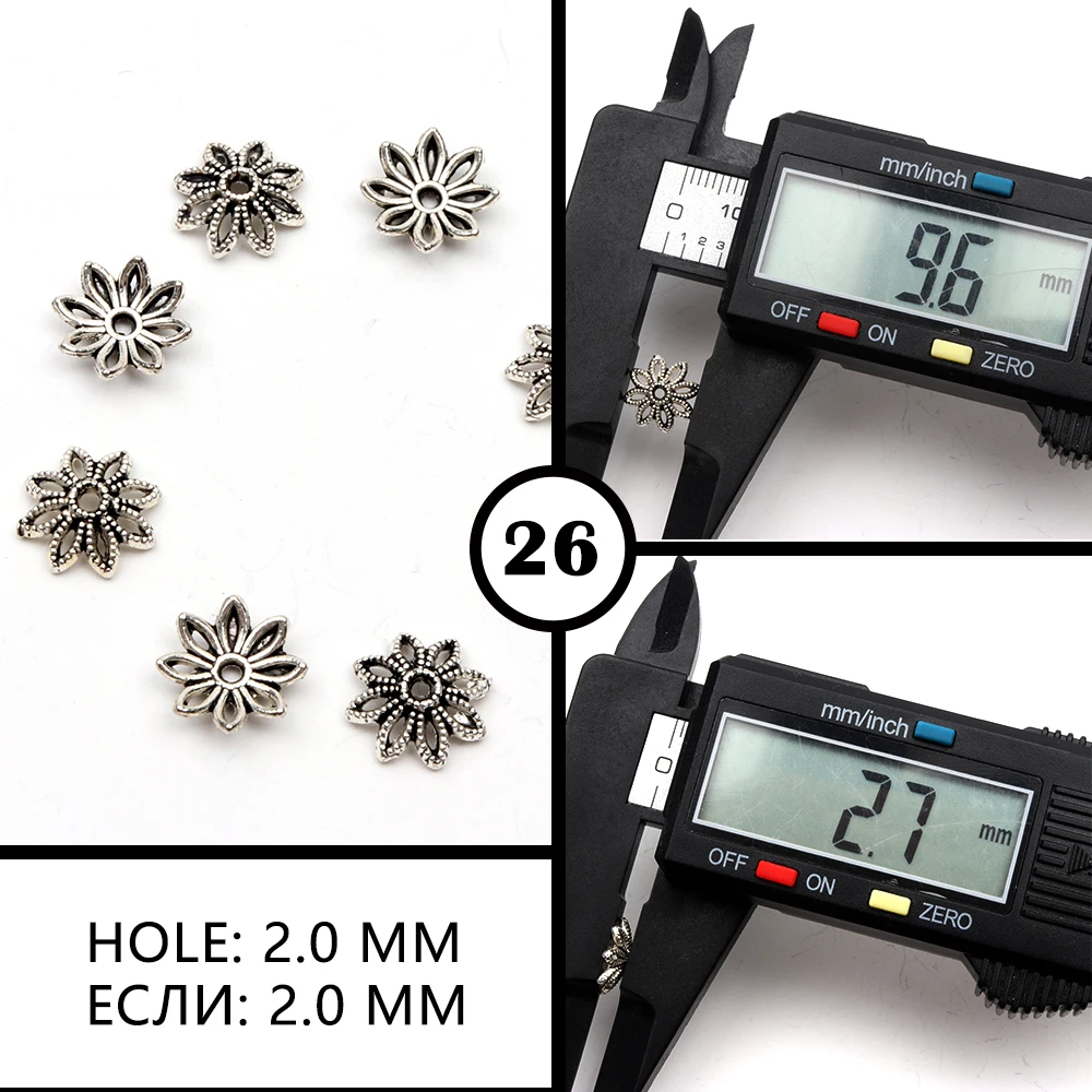 50 stücke Antike Kupfer Splitter Bronze Gold Runde Polygon Hohlen Form Metall Spacer Blume Perlen Kappen Für Schmuck Ketten, Der DIY – Detail 28
