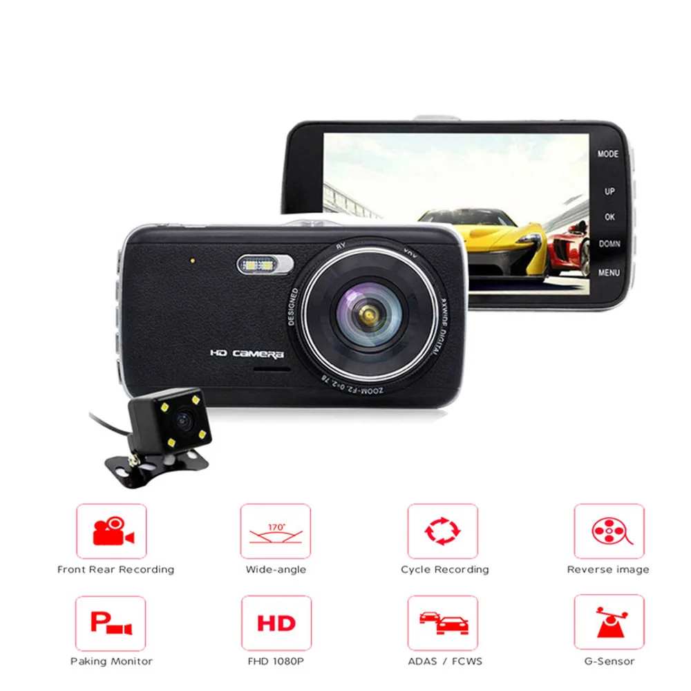 

4.0 " Car DVR Camera IPS Screen Full HD 1296P Dual Lens reversing camera ADAS Dash Camera Night Vision Car Camera