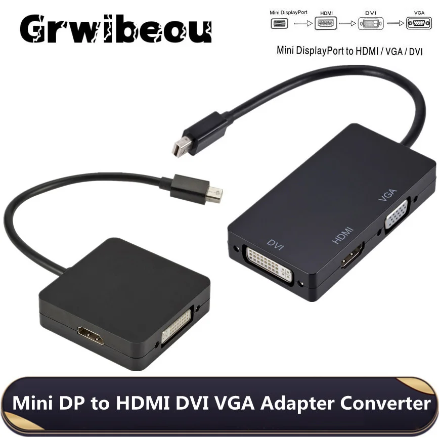 Cable adaptador 3 en 1 Thunderbolt Mini Display Port MINI DP macho a HDMI DVI VGA hembra para Apple MacBook Air Pro