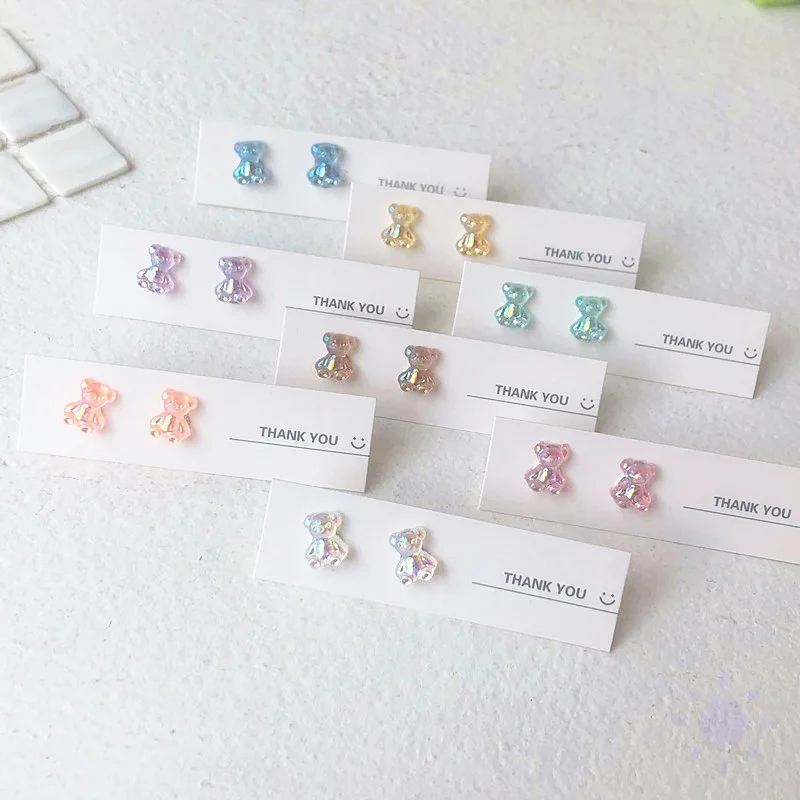 925 Silver Needle Colorful Earing Studs Gummy Bear Earrings Jewelry Vintage Cute Accessories Gift Piercing Designer for Women