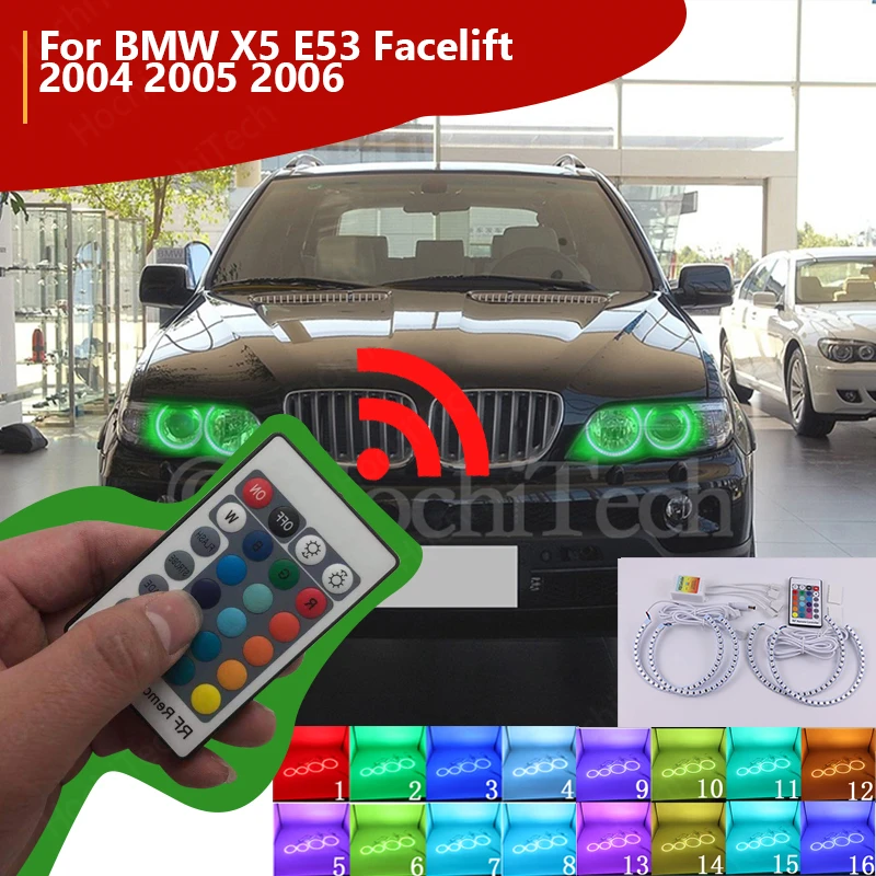 Multi-Color Ultra bright RGB LED Angel Eyes kit with RF remote  For BMW X5 E53 Facelift 2004 2005 2006