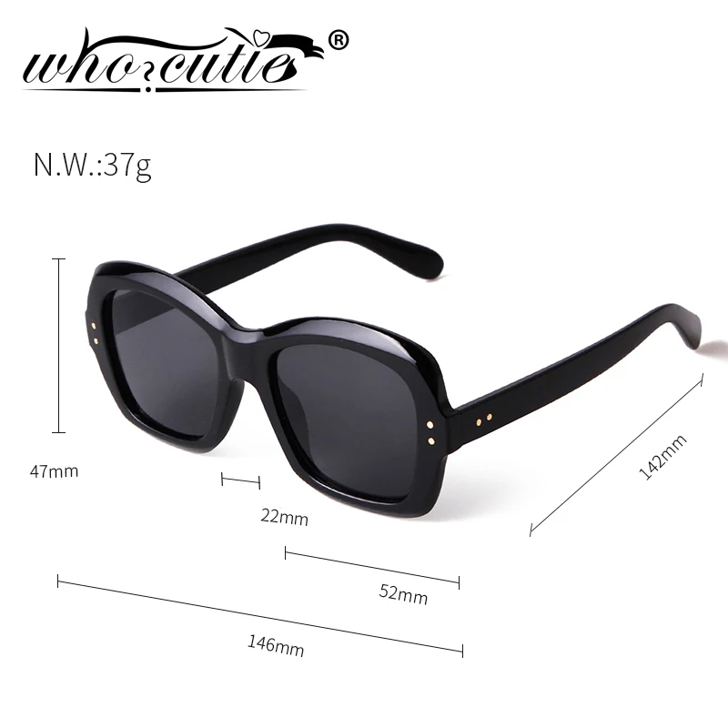 WHO CUTIE 2024 Vintage Oversized Fashion Sunglasses Women Retro Brand Design Black Unique Frame Leopard Chic Sun Glasses S240 image 5