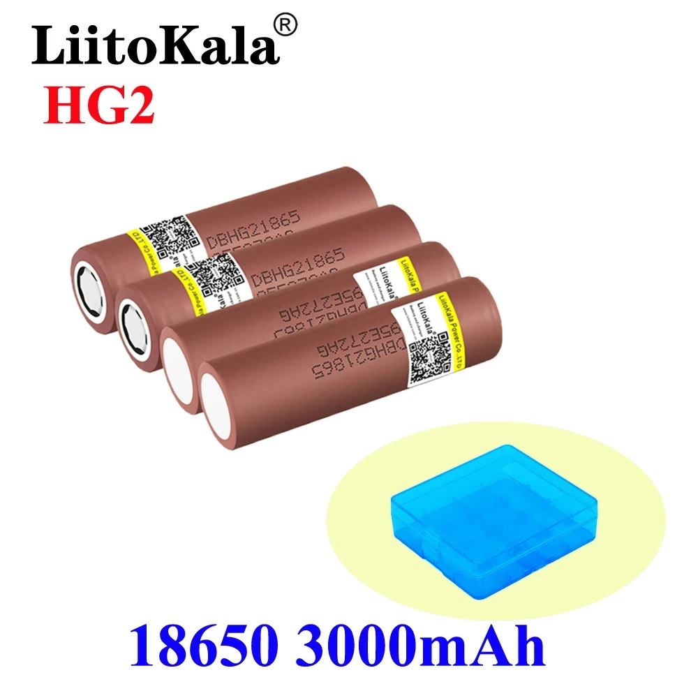 2pcs LiitoKala Original HG2 2800mah-3000mah 3.7V for  18650 Battery 25A Rechargeable High Drain Battery or or Box Mod