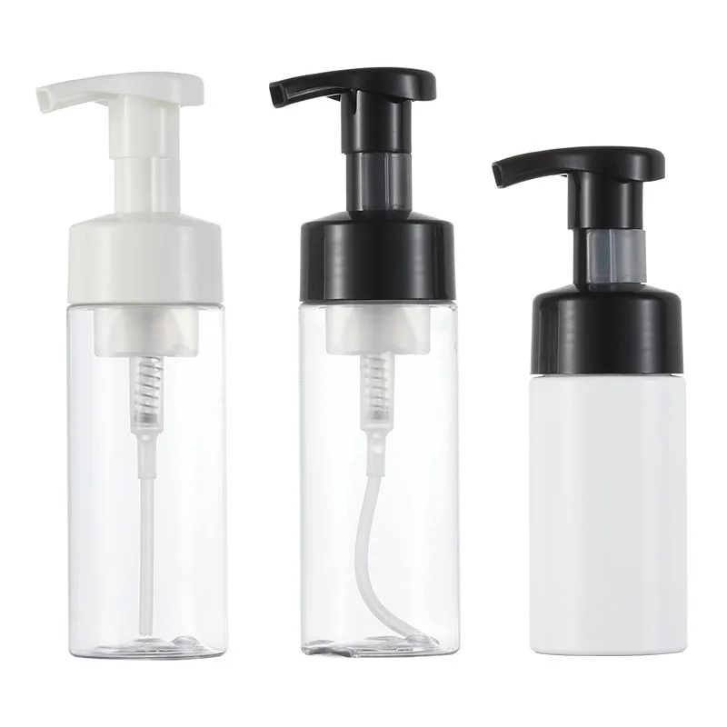 

15Pcs Clear Plastic Bottle Black/White Foam Pump PET 100ml 150ml Cosmetic Packaging Container Empty Round Refillable Bottles