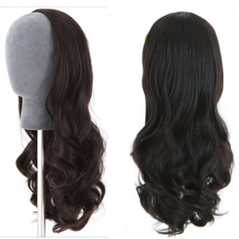 Cassiopeia Hair Brown Wavy 3/4 Half Wigs Remy Brazilian Body Wave Human Hair None Lace Wigs For Women 18