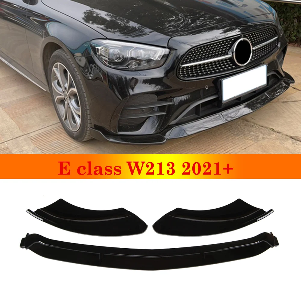 

3PCS/Set Gloss Black Front Bumper Lip For Mercedes-benz E Class W213 E300L E200L E260L 2021-IN ABS Materials