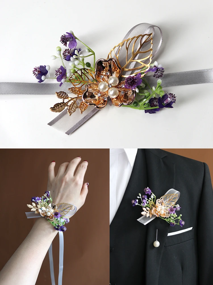 Corpetto ad ago per l'alito del bambino botanico, grounonniere Groom, Buttonhole da sposa rustico, Boho Wedding damigella d'onore naturale