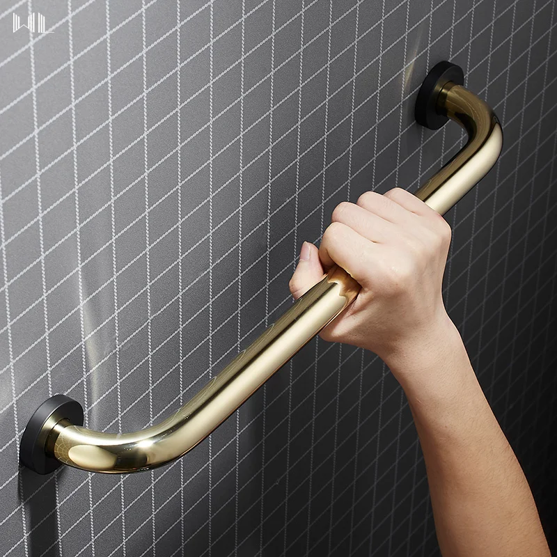 Soild Brass Bathtub Armrest Bathroom Safety Handle Gold Bath Stairs Barrier Free Elderly Antiskid Toilet Copper Handrail 35/45CM