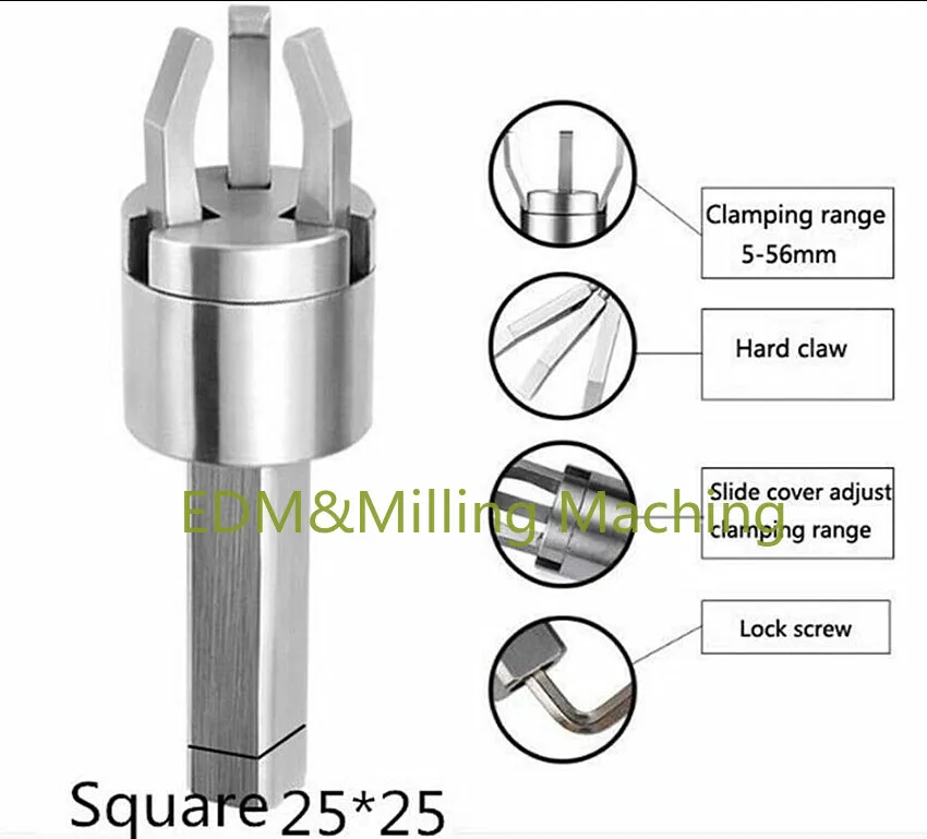 1PC High Quality CNC Lathe Bar Puller Automatic Lathe Feeder Claw Square Crank Handle 25*25 Clamp DURABLE