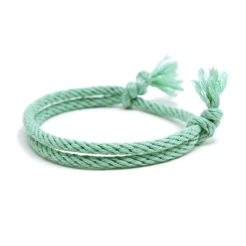 Meetvii Lucky Pure Colour Rope Bracelet Women Men Handmade Woven Cotton String Bracelet Couple Friendship Jewelry 14 Colors