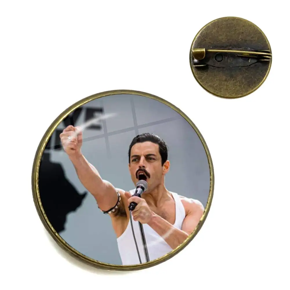 Freddie Mercury Collar Pins 20mm Glass Cabochon Cute Jewelry Brooches For Women Men Lapel Pin Backpack Bags Hat Badge Gifts