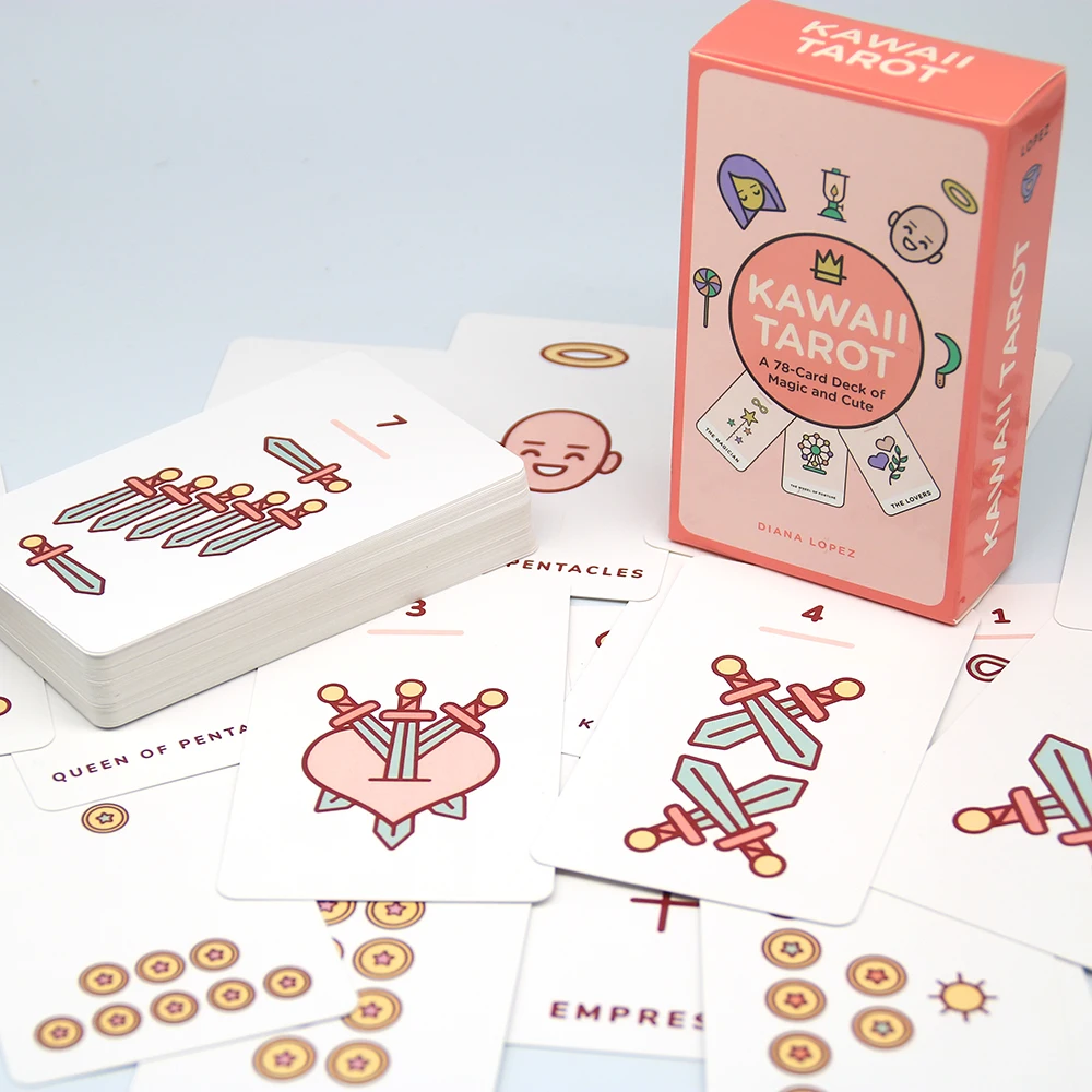 Kawaii Tarot 78 Card Deck of Magic and Cute Card Book Diana Lopez features Sweet Pastel-colored Design kawaii collectors alike