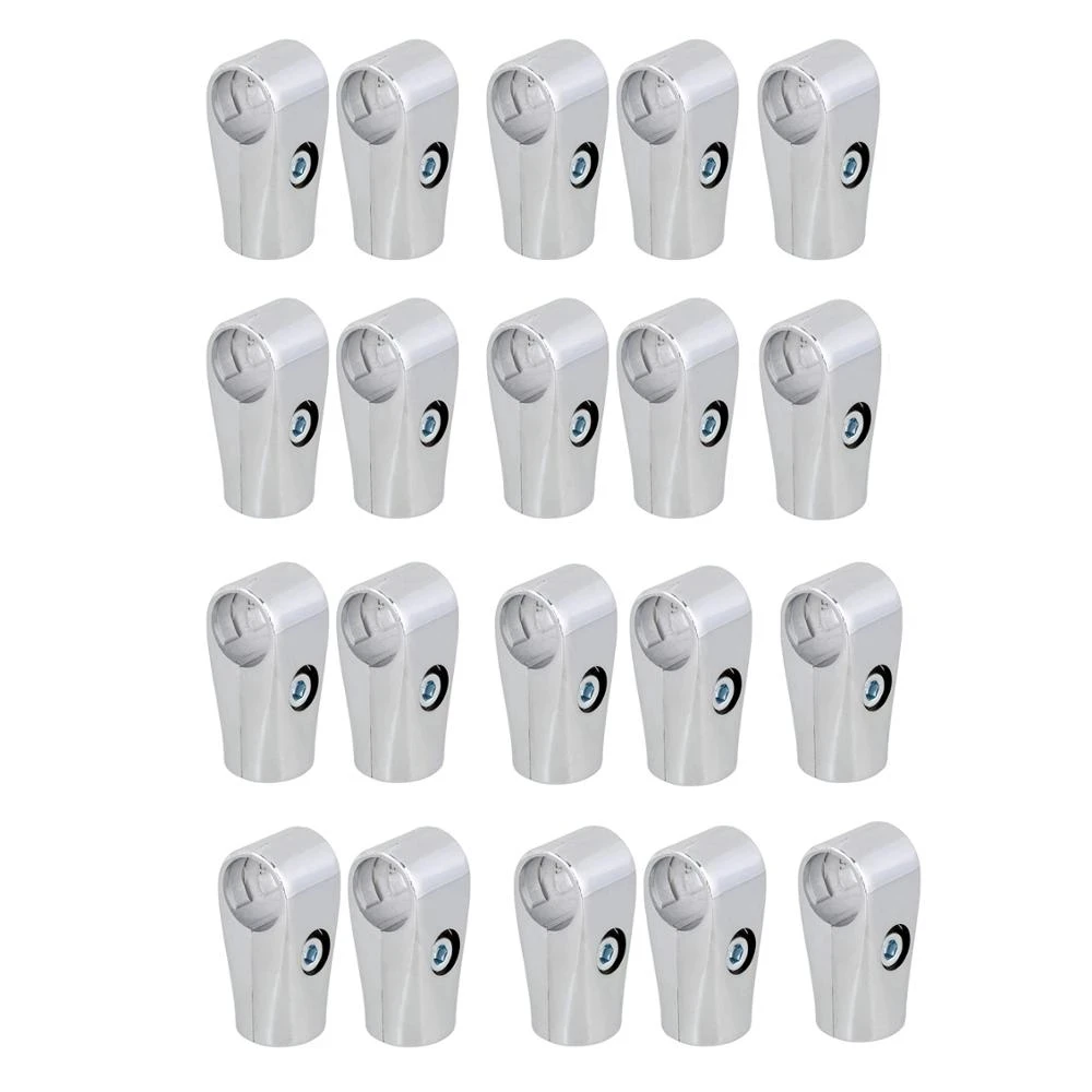 2/4/8/12/20Pcs Silver 25mm Inner Dia Two-way Shelf Display Rack Scaffold Tube Connector Aluminum Alloy Pipe Fittings