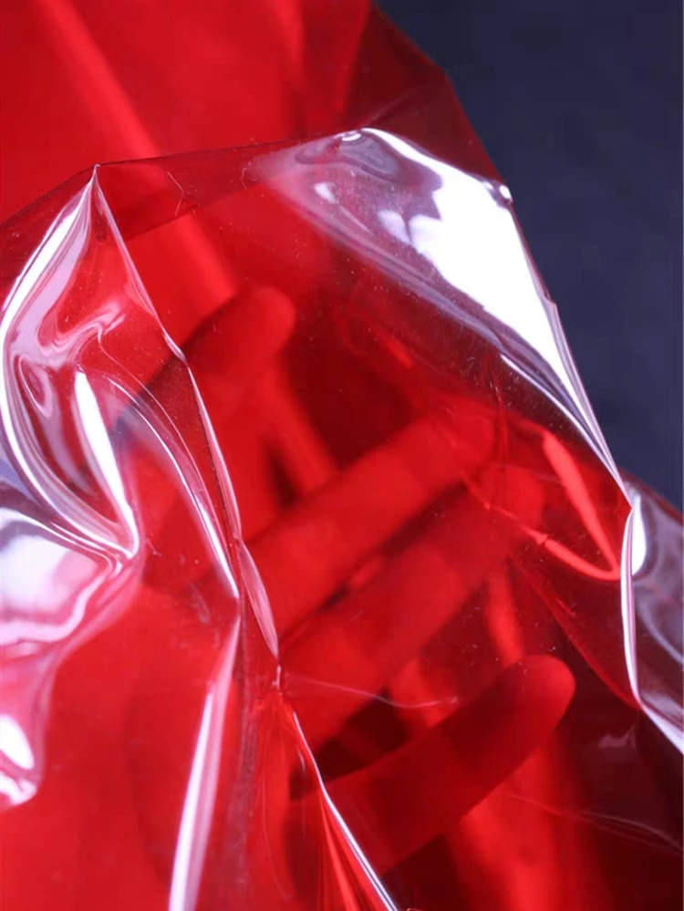 0.2mm TPU Fabric PVC Red Liquid Film Waterproof DIY Crystal Bag Raincoat Plastic Stage Decor Clothes Designer Fabric