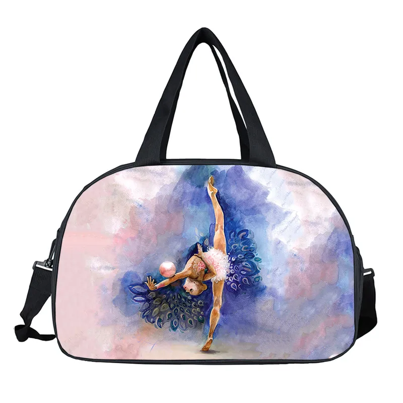 Bolso de mano de Arte de gimnasia de acuarela para damas, bolsas de almacenamiento deportivas de baile, bolsos de mensajero portátiles