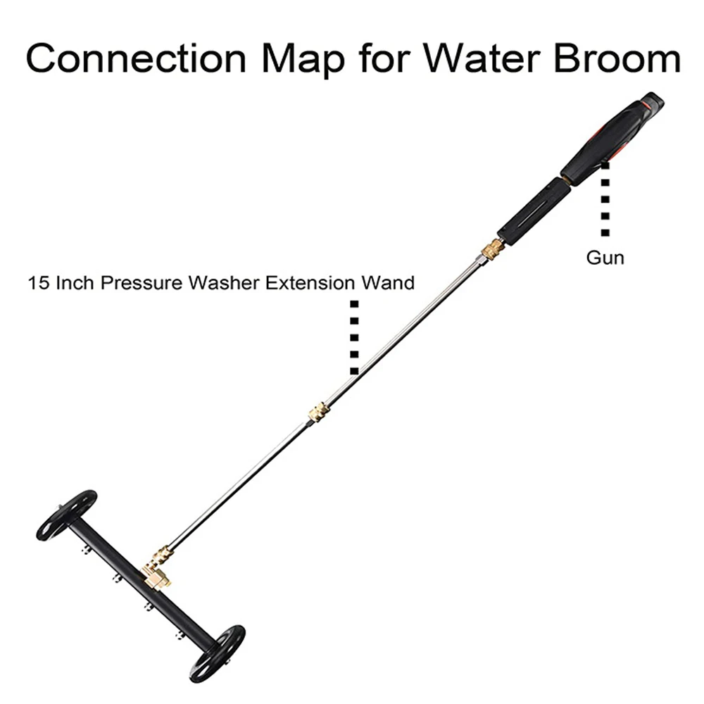 Dual-Function Undercarriage Pressure Washer Cleaner 16 Inch Power Washer Under Car Water Broom with 3 Pieces Wand Cleaning Tool