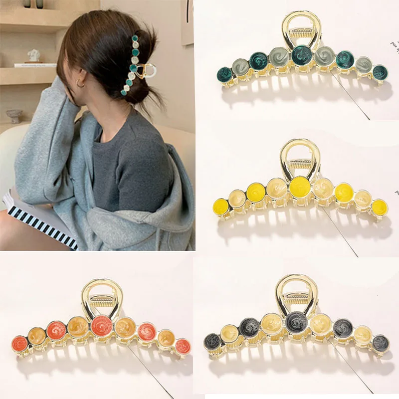 Corea nuevo gran pinza de Metal pack pinzas bananas para el cabello para las mujeres de moda maquillaje pelo pasadores niñas colores ganchos pelo concha orquillas pelo mujer horquilla recoger pelo Accesorios