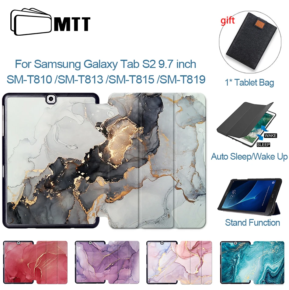 MTT Marble PU Leather Case for Samsung Galaxy Tab S2 9.7'' SM-T810 T815 T813 T819 Flip Stand Smart Tablet Case Auto Sleep/Wake