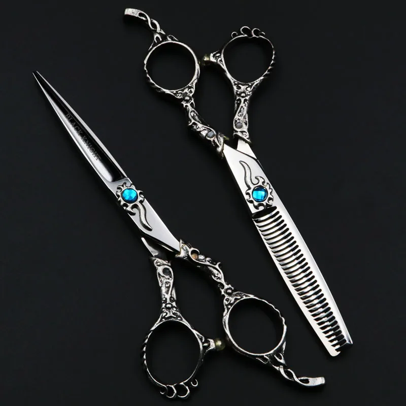 6 Inch Pet Scissors Dog Grooming Straight Cutting+Thinning Shears Kit for Animals Hair Scissors Japan440C Sapphire Models