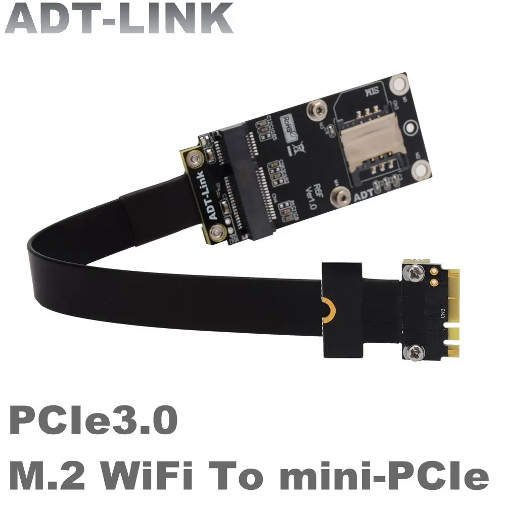 

ADT New M.2 WiFi A.E Key To mPCIe Mini-PCIe Wireless Network Card Extension Cable Flexible PCI-e3.0 x1 Bluetooth Riser Adapter