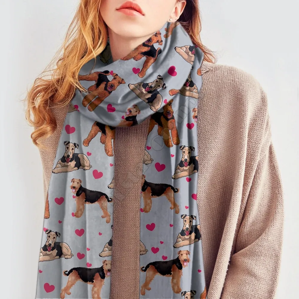 Whippet 3D Printed Imitation Cashmere Scarf Autumn And Winter Thickening Warm Funny Dog Shawl Scarf