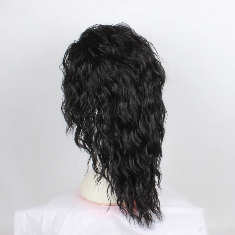 Anime Michael Jackson Cosplay Michael Cosplay Czarna Peruka Michael Role Play Średniej Długości Kręcone Czarne Włosy Peruka Halloween Cos Peruki