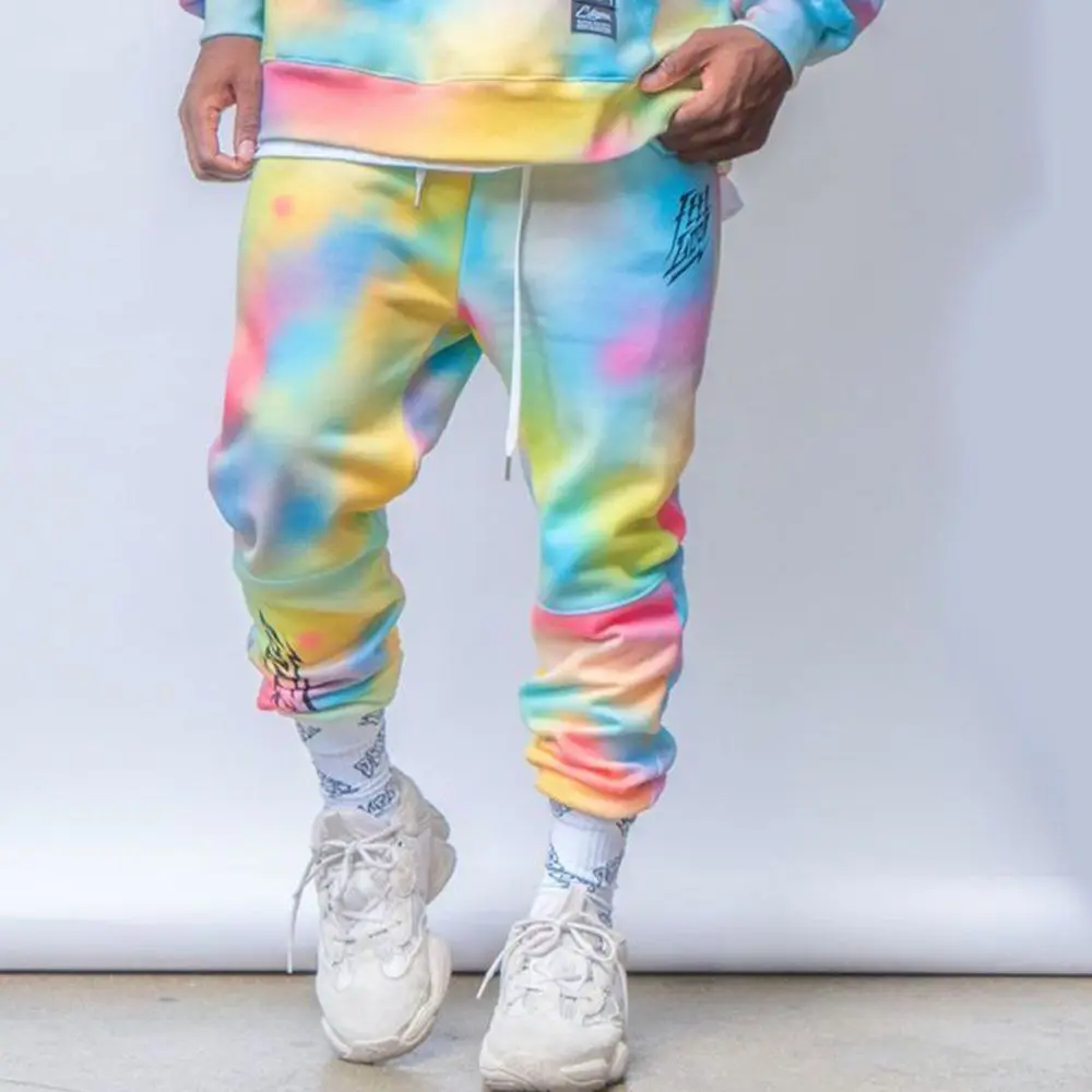 Nanaco Oversized Tie-dye Sport Men\'s Hoodies Set Male Hooded 100% High Quality Cotton Colorful Tracksuit Sweatshirts Suits M-4XL