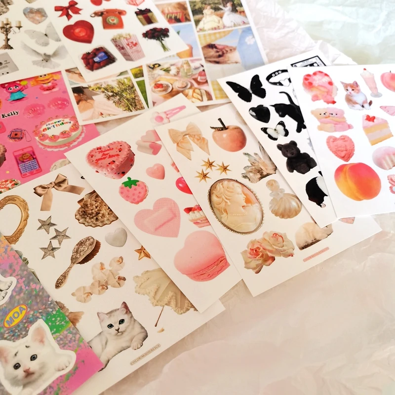 Ins Rainbow Cake Bear Stickers Scrapbooking Decorative Sticker Korean DIY Diary Album Stick Label Kawaii Stationery