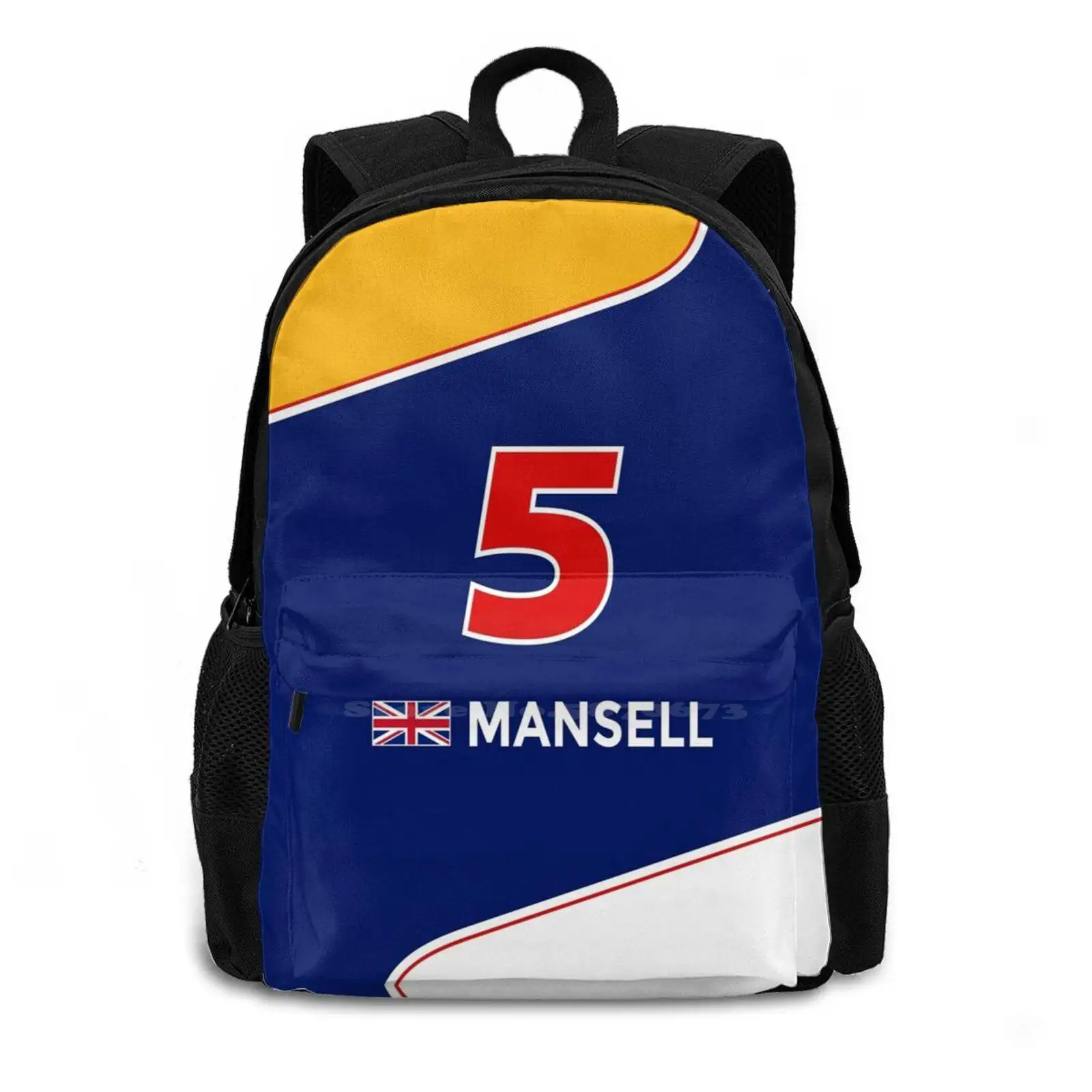 Legends-Nigel Mansell Bag Backpack For Men Women Girls Teenage Black Racing 1992 1992 Motorsport 5 Red 5 Red Five