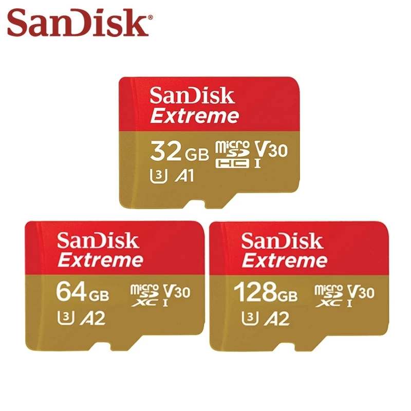 Extreme MicroSD TF Card Memory Card SanDisk Original SDXC U3 A2 32GB 64GB 128GB 256GB 512G 400gb for Camera Drone phone car 4K