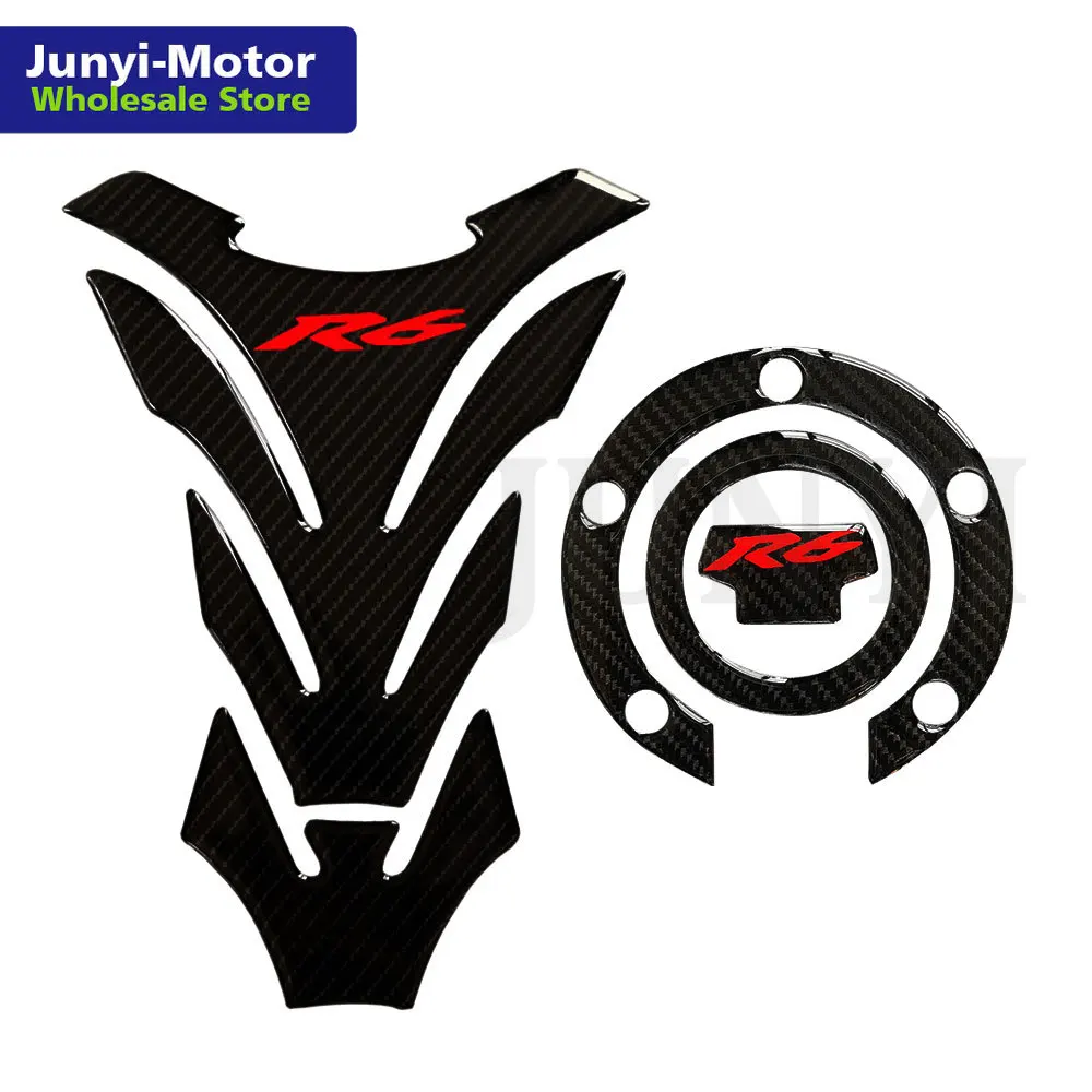 For Yamaha  R6 YZFR6 YZF600 2006-2016 Tank Pad Gas Cap Cover Triple Clamp Yoke Sticker Protector Carbon Fiber Motorcycle Decal