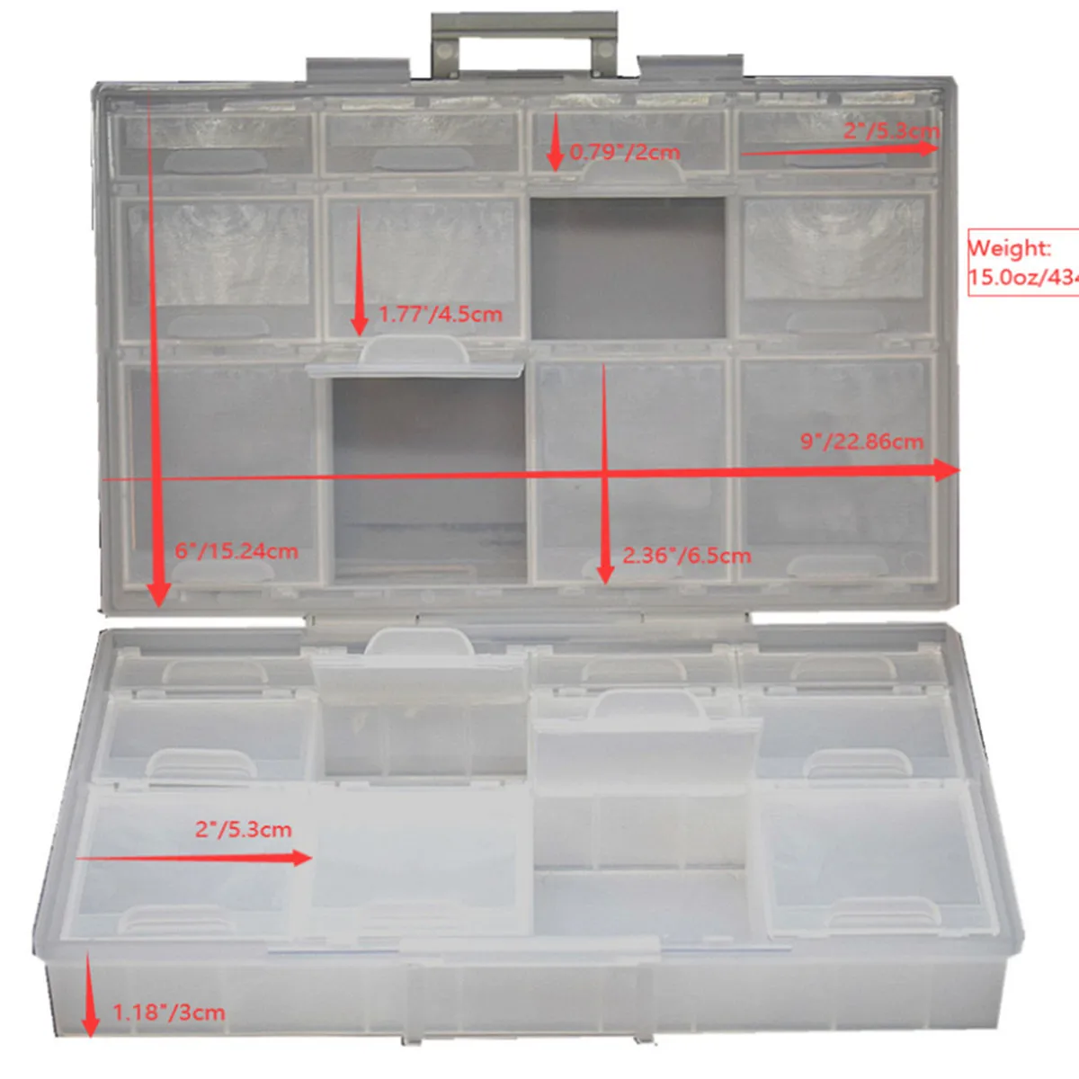 2pcs AideTek BOXALL24+BOXALL48AS Empty boxes enclosure SMD SMT parts compartments Lids Beads Craft Organizer