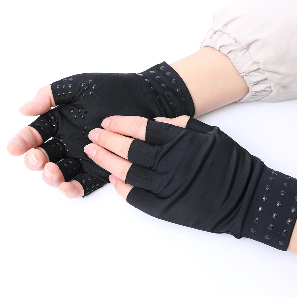 Guantes de terapia magnética sin dedos para aliviar el dolor de artritis, masajeador de manos para curar articulaciones, herramienta para el cuidado de la salud