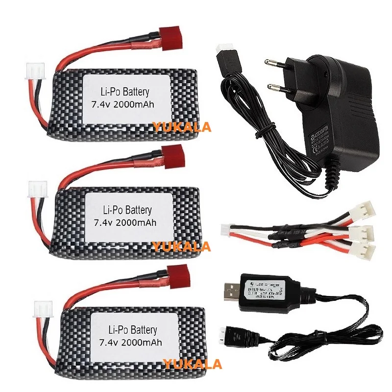 25-DJ02 7.4V 2000mah Lipo upgrade Battery/USB charger for XINLEHONG 9125 RC Car  XLH9125 toys rc racing cars parts