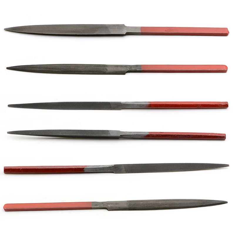 

Red Handle File Set – Triangle, Semicircle, and Bu Files for Metal Polishing, Woodworking, Leather Work, and Gold Tool Applicati