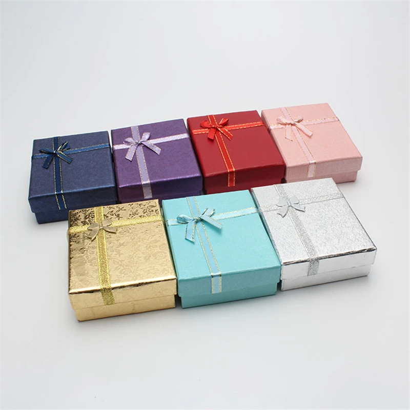 DoreenBeads 9*7*3cm Shiny Jewelry Box Necklaces Earrings Bracelets Boxes Gift Packing Wholesale Display Classic Bowknot 1 Piece
