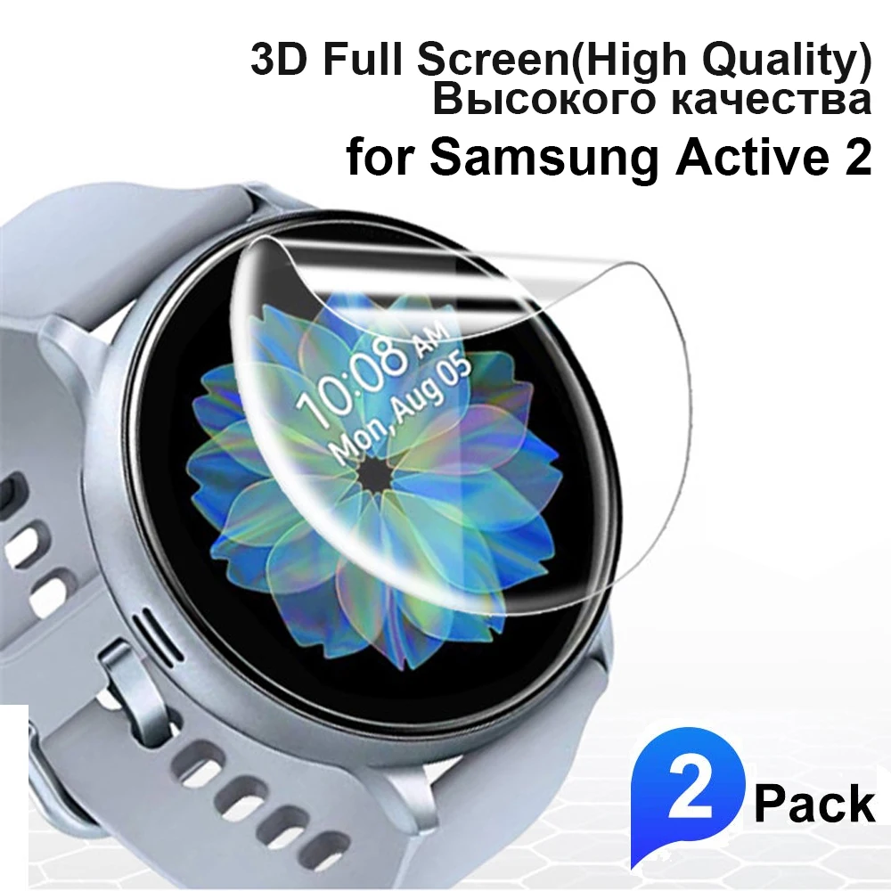 

2pcs 3D Full Curved Screen Protector for Samsung Galaxy Watch Active 1 2 Tempered PET Soft Protective for Active2 40mm 44mm
