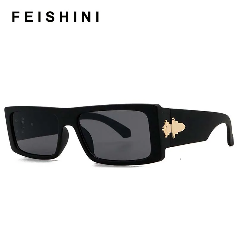 Feishini Star Contracted Quality Narrow Sunglasses Men UV Protection Trendy Ladies Tiny Fashion Sun Glassees Women Brand Vintage