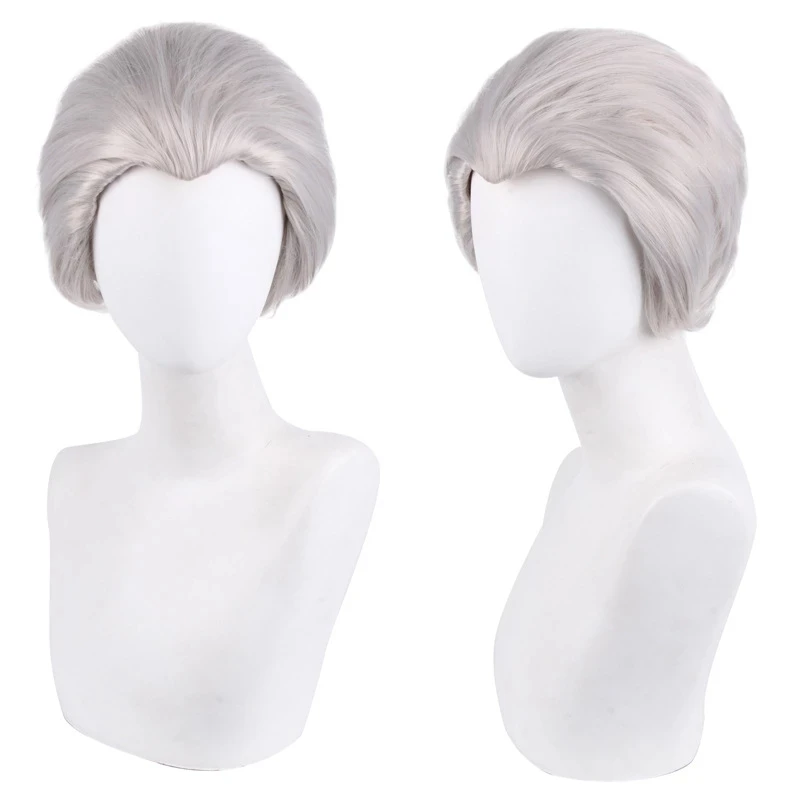 Shippuden Hidan Short Gray Slicked Back Heat Resistant Synthetic Hair Cosplay Wigs + a wig cap