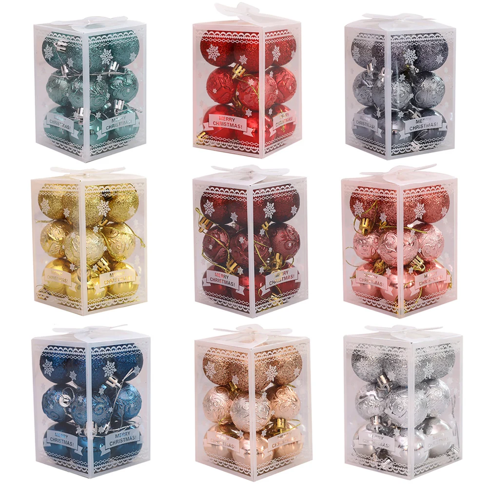 24/12Pcs ต้นคริสต์มาสตกแต่ง Xmas Ball สีแดงสีแดงแขวนต้นไม้จี้ Home Party ตกแต่งสำหรับ2021ใหม่ปี Navidad