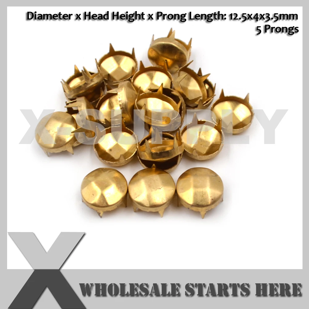 Round Faceted Prong Rivet Studs With 5 Prongs for Leather Jacket,Belt,Shoe,DIY Dog Collars