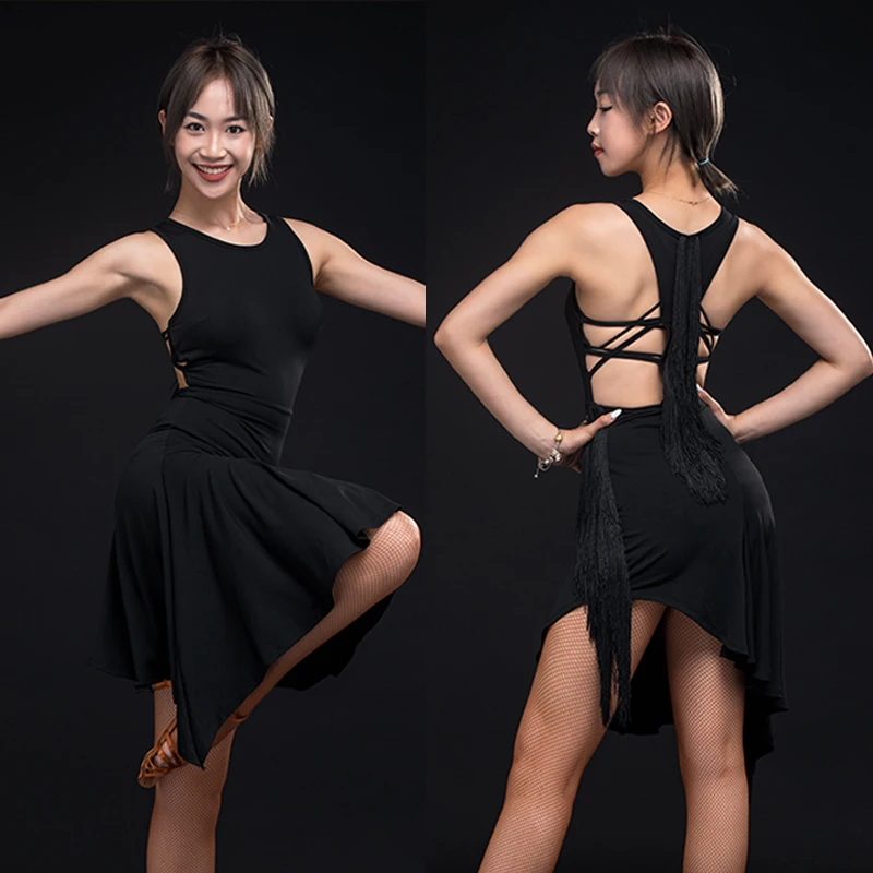 Summer Latin Dance Performance Stage Costume Women Sleeveless Tassel Dress Rumba Sumba Competition Wear Practice Clothes YS2173