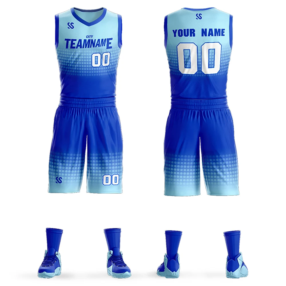 Custom Adults Basketball Jersey Set Design Printing University Team Clothes Stripe Gradient Basketball Shirts Suit For Men/youth