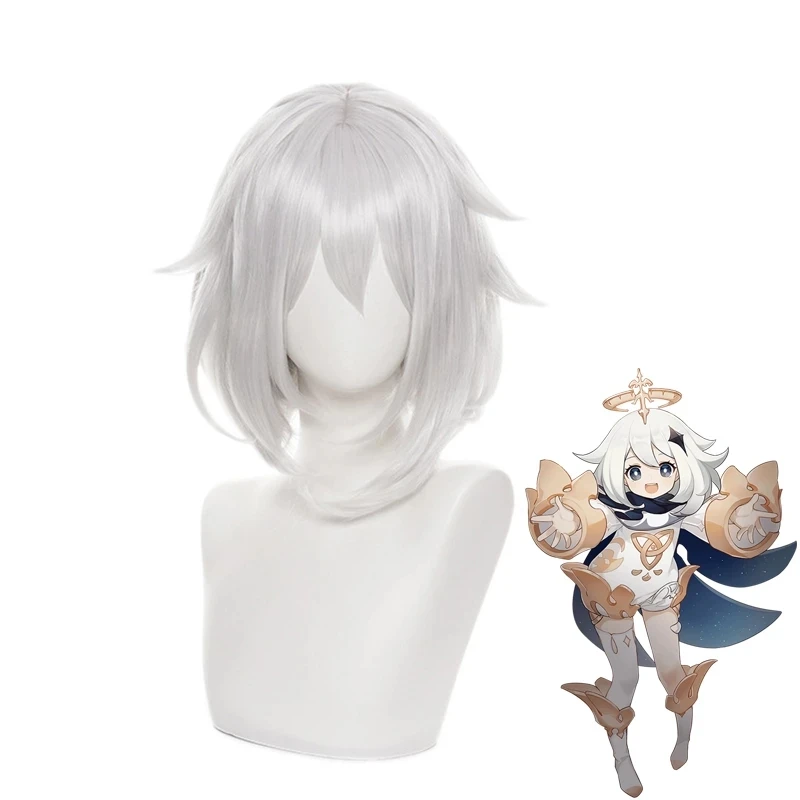 

Genshin Impact Cosplay Paimon Wig Women Short Heat Resistant Synthetic Hair Peluca Anime Wig