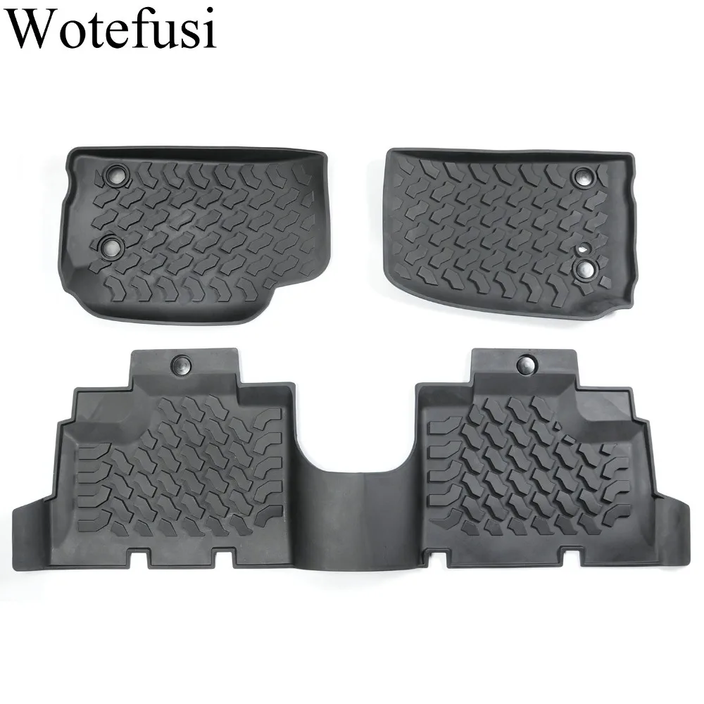 Wotefusi Rubber Slush Slate Carpet Floor Mats Set For 2007 2008 2009 2010 2011 2012 2013 Jeep Wrangler 4 Door[QPA288-1]