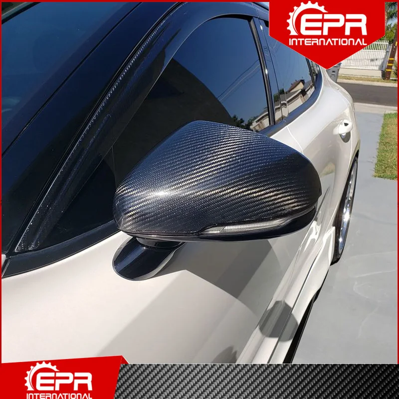 For Kia Stinger Carbon Fiber Side Mirror Cover (Stick On) Racing Part Glossy Carbon Rear View Mirror Body Kit Exterior