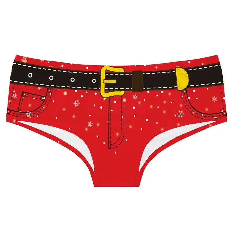 Original Cute Christmas Cartoon Printing Women's Lingerie Comfortable Cotton Panties Sexy Low-waist Female  Briefs Tanga